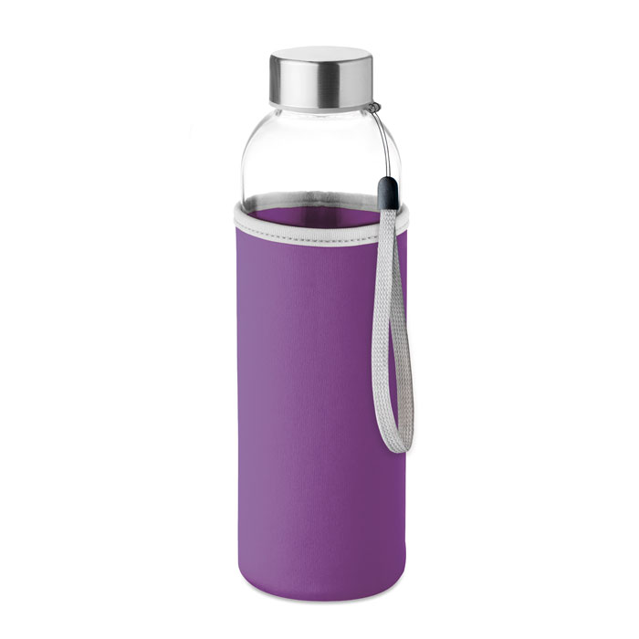 Gourde sport personnalisée en verre avec pochette silicone - 380ml - DHABI