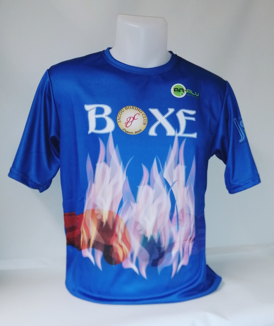 Tee shirt sublimé bleu boxe jacou boxing club