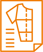 Patron de Couture : Icône Orange de Design Textile Icône orange d'un patron de couture sur papier avec lignes de découpe et mesures pour création de vêtements.